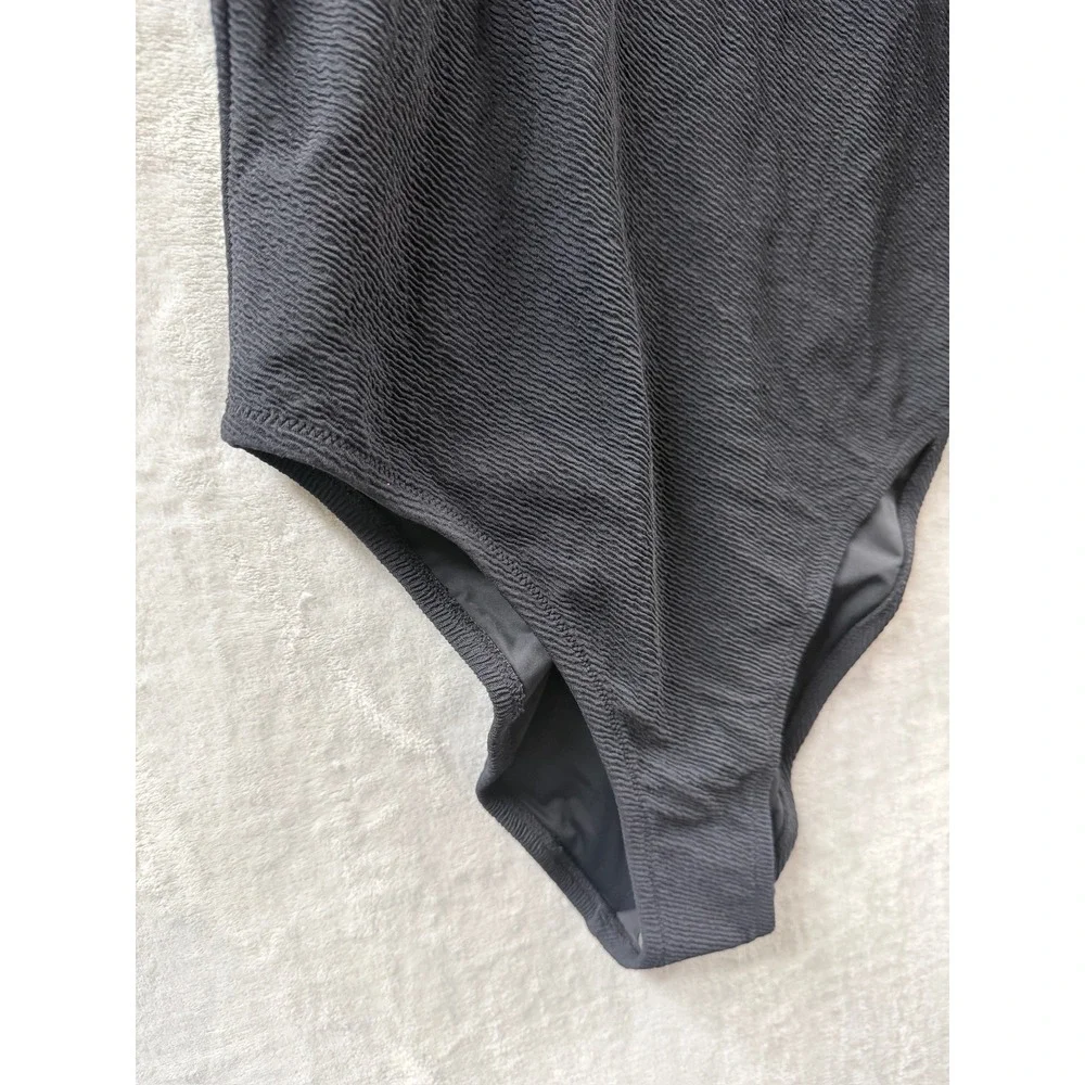 Solid & Striped The Hailey Womens Black Textured Seersucker Scoop Back Swimsuit